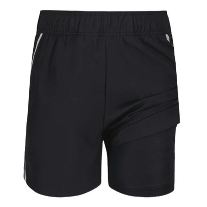 Short 2 en 1 - Under Armour noir en tissu synthétique léger avec doublure intégrée, vue de face.