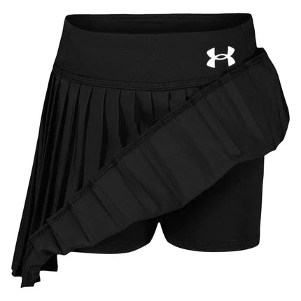 Jupe Short - Under Armour noire avec jupe plissée asymétrique et short intégré pour un confort optimal sportif.