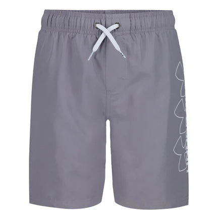 Maillot de bain - Under Armour short gris à taille ajustable avec cordon, filet intérieur, vue de face homme adulte.