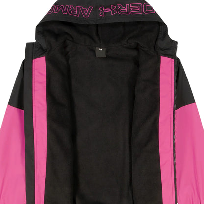 Intérieur en tissu polaire noir du Manteau Mi-Saison - Under Armour avec manches et détails roses.