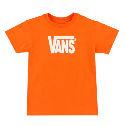 T-Shirt Stretch Logo - Vans orange en coton 100% avec logo blanc, style basique, vue de face, pour enfant