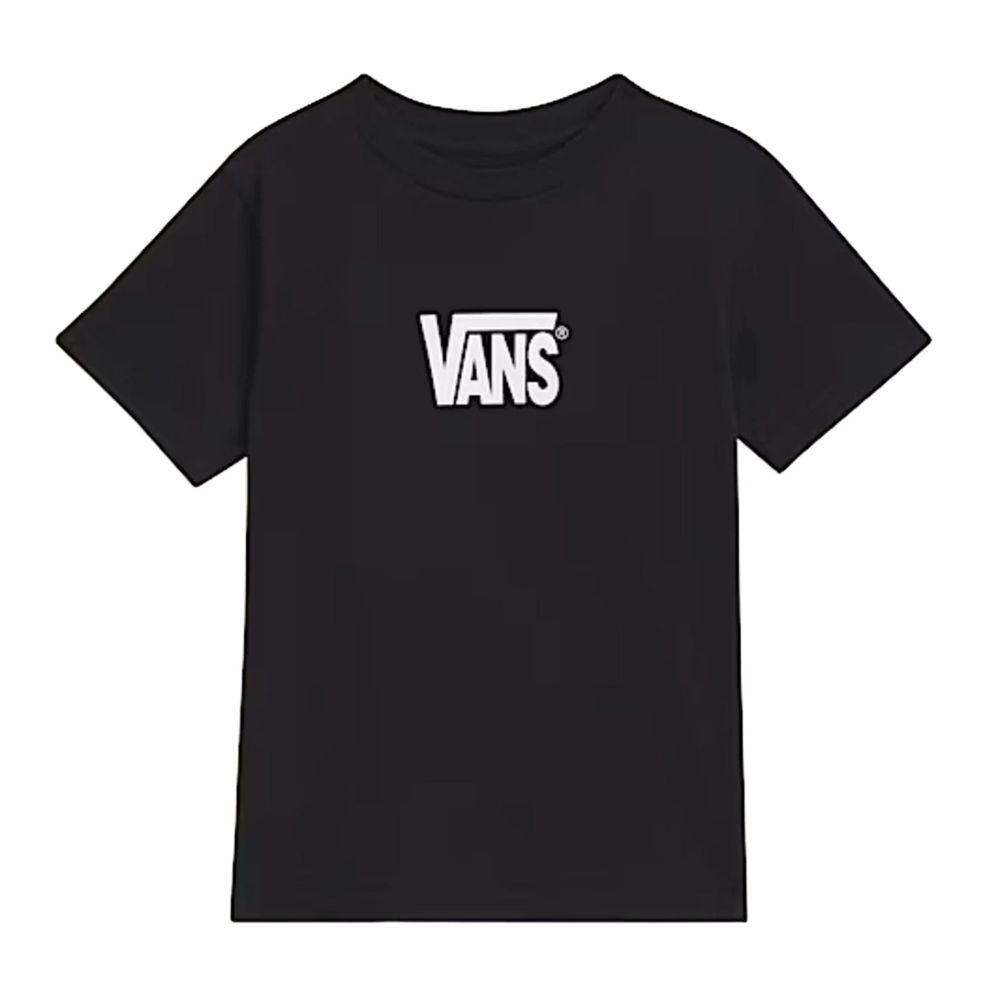 T-Shirt Stretch Logo - Vans noir en coton, coupe droite, logo blanc imprimé au centre, vue de face.