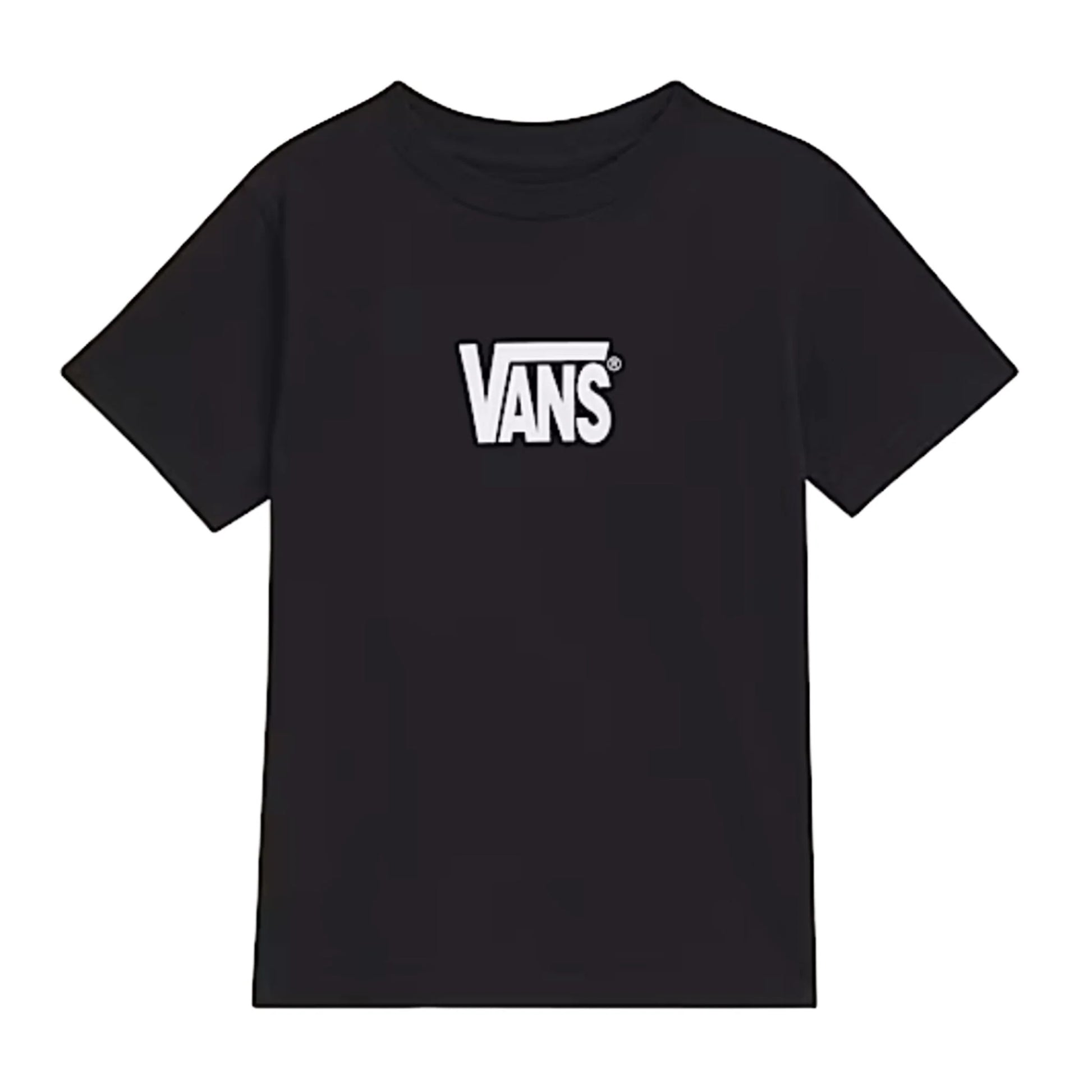 T-Shirt Stretch Logo - Vans noir en coton, coupe droite, logo blanc imprimé au centre, vue de face.