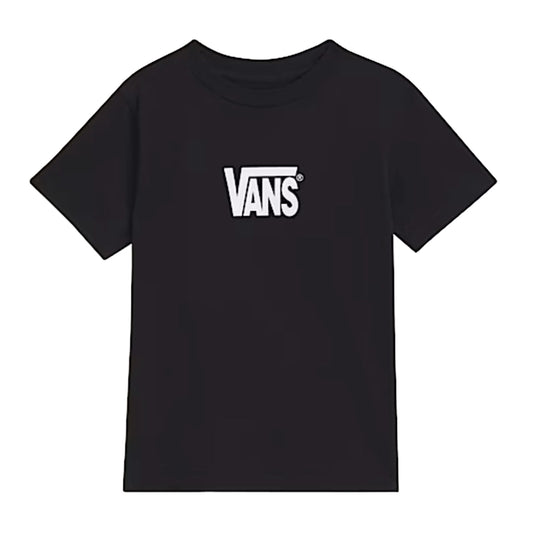 T-Shirt Stretch Logo - Vans noir en coton, coupe droite, logo blanc imprimé au centre, vue de face.