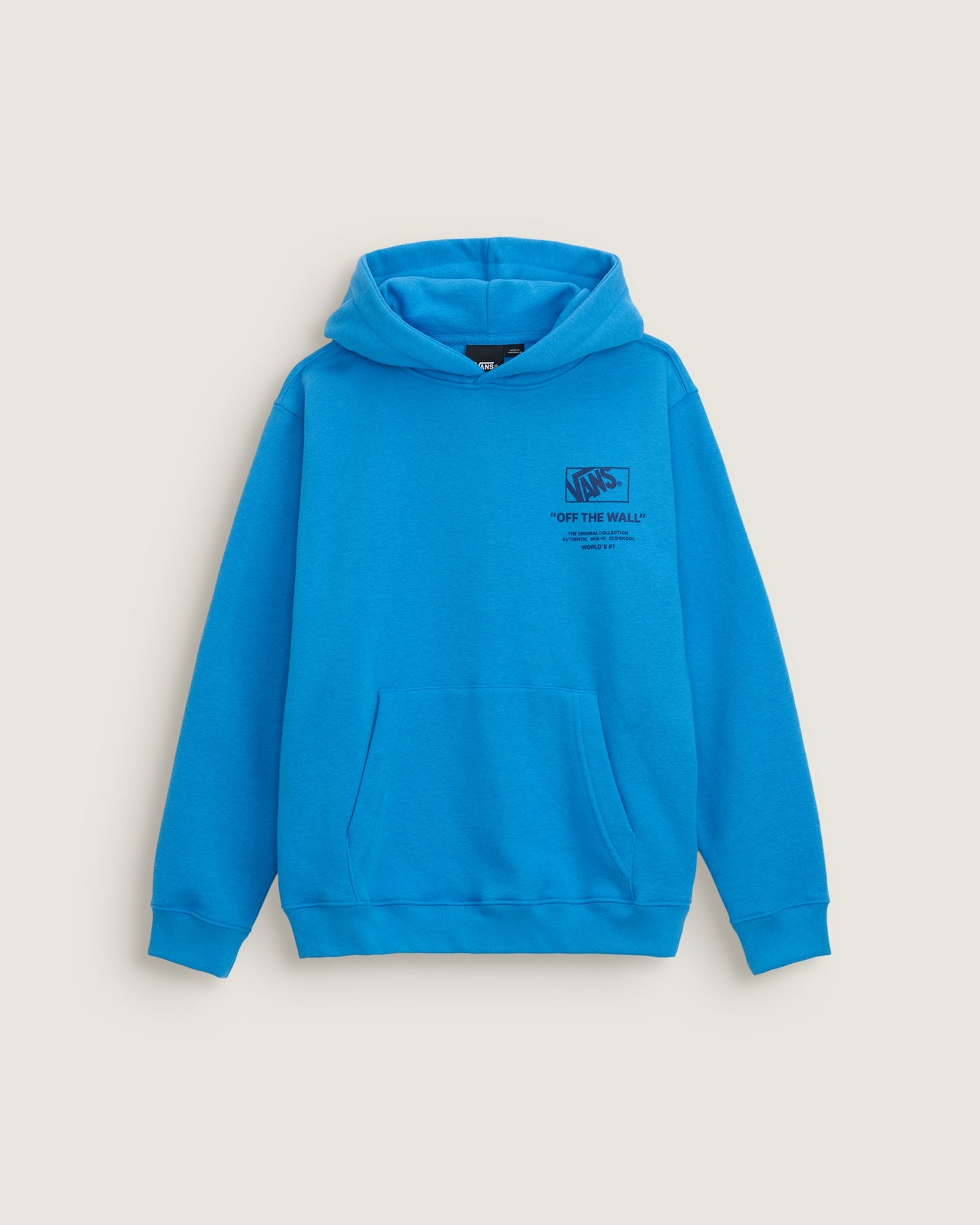 Hoodie Kids Stacked Hi - Vans bleu vif en polaire moyenne, coupe décontractée avec capuche, vue de face pour enfant garçon