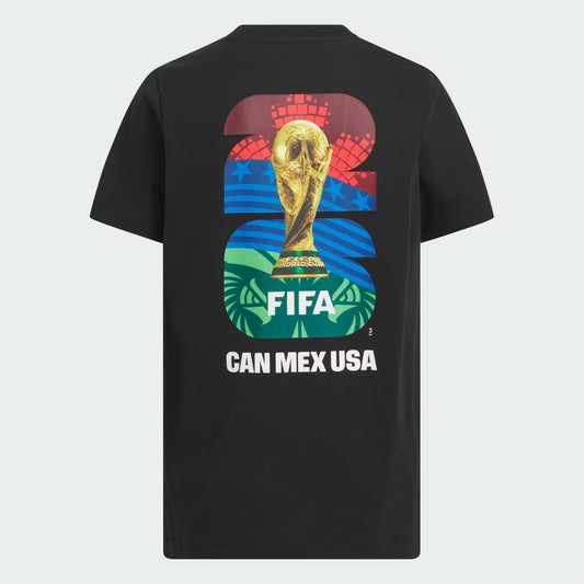 Black Adidas T-Shirt for the FIFA World Cup, featuring a stylish design and comfortable fabric.