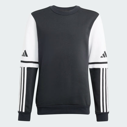 Chandail - Adidas noir et blanc en coton polyester recyclé, manches longues avec logo, pour garçon, vue de face.