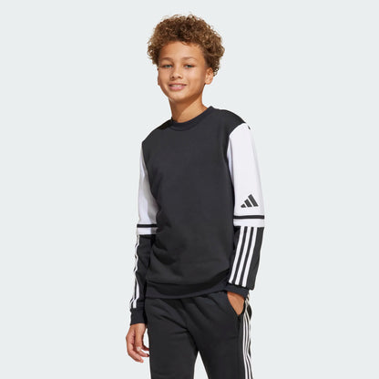 Chandail - Adidas noir et blanc avec logo adidas sur manche, manches longues, coton/polyester, garçon, vue de face porté