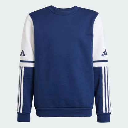 Chandail - Adidas bleu marine et blanc à manches longues avec logo sur les bras, coton recyclé, pour garçon, vue de face