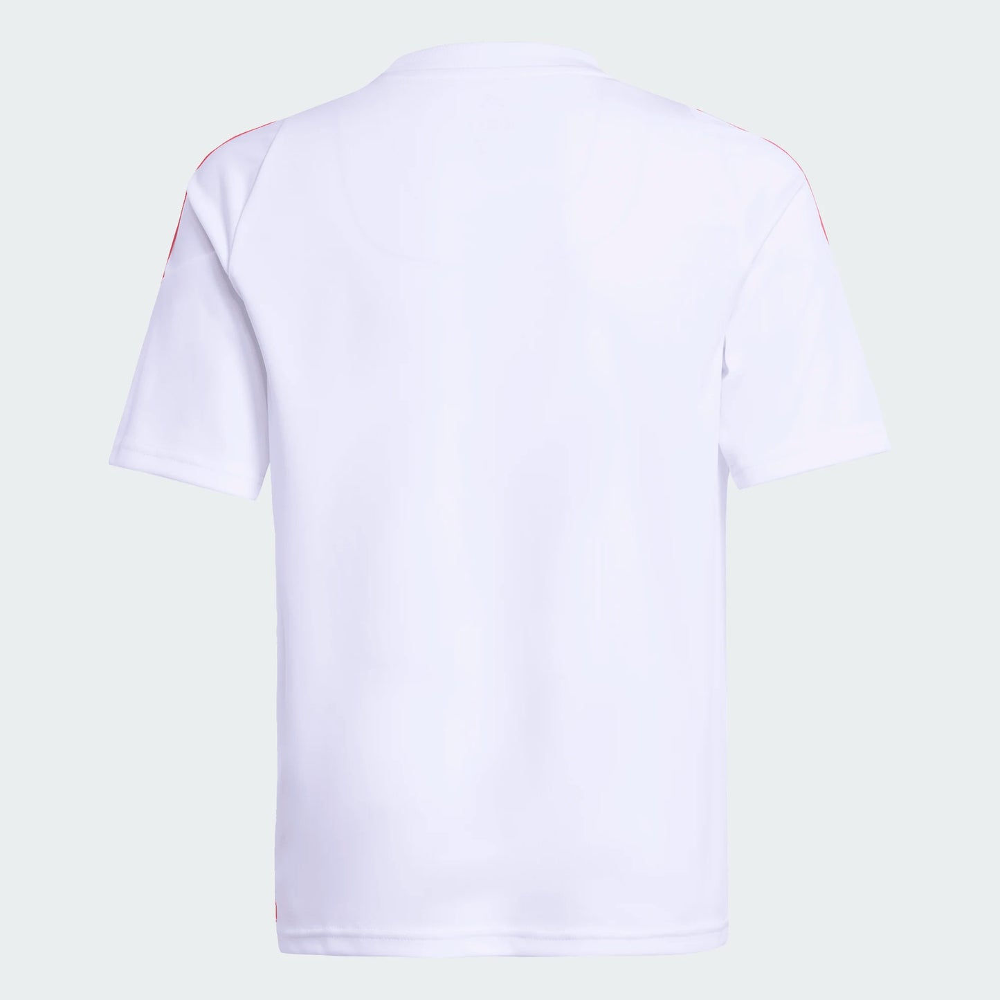 Jersey Messi - Adidas blanc à manches courtes en polyester recyclé pour garçon, vue de dos simple et épurée.