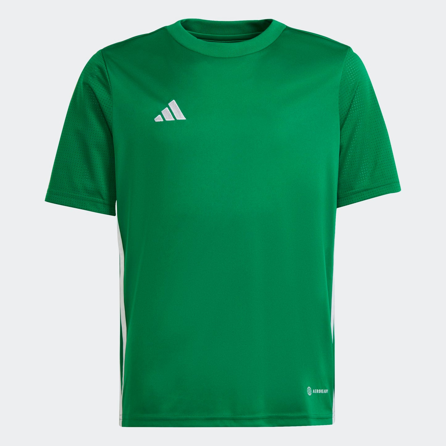Jersey Tabela - Adidas vert avec manches courtes en polyester léger, logo blanc, pour garçon, vue de face