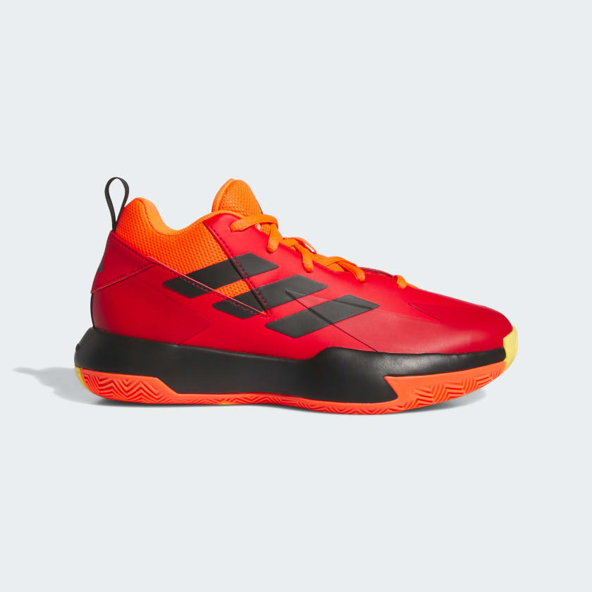 Espadrilles - Adidas rouge et orange avec semelle noire, style basket, matière synthétique, garçon, vue de profil droit