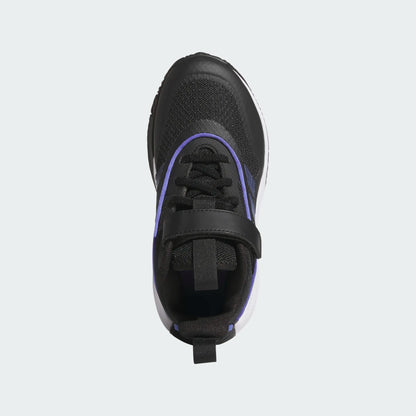 Espadrilles - Adidas OWNTHEGAME 3.0K noires avec détails violets, tige en mesh, fermeture scratch, pour garçon, vue de dessus.
