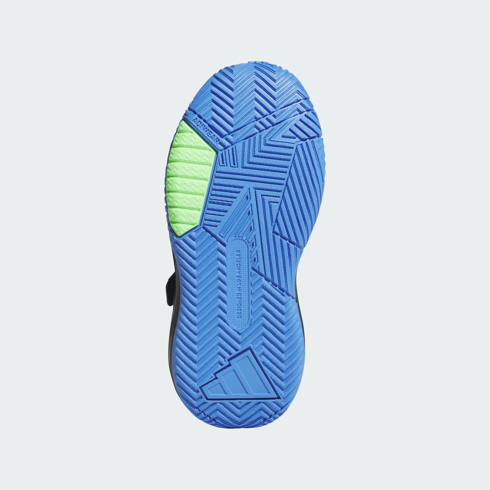Espadrilles Ownthegame 3.0 - Adidas vue de dessous semelle en caoutchouc bleu et vert pour garçon enfant.