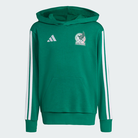 Hoodie Mexico - Adidas vert avec logo brodé blanc, bandes blanches sur manches, capuche, pour enfant, vue de face