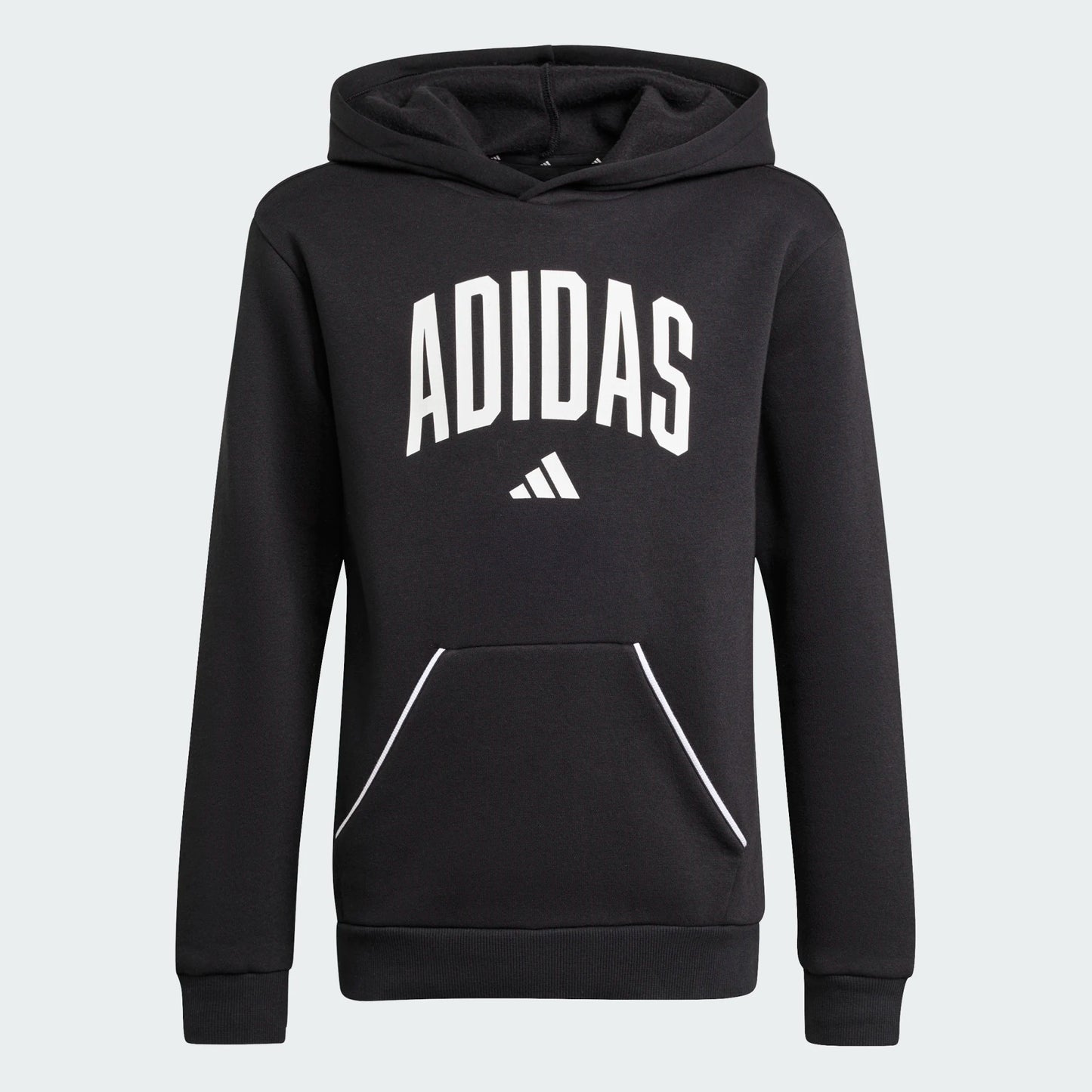 Hoodie - Adidas noir avec grand logo blanc sur le devant en coton polyester recyclé, pour garçon, vue de face
