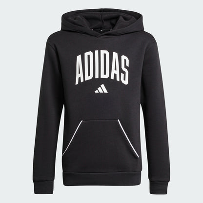 Hoodie - Adidas noir avec grand logo blanc sur le devant en coton polyester recyclé, pour garçon, vue de face
