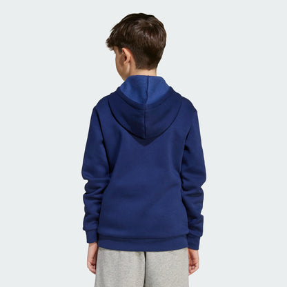 Hoodie - Adidas bleu marine en coton polyester recyclé pour garçon, vue de dos, capuche ajustée