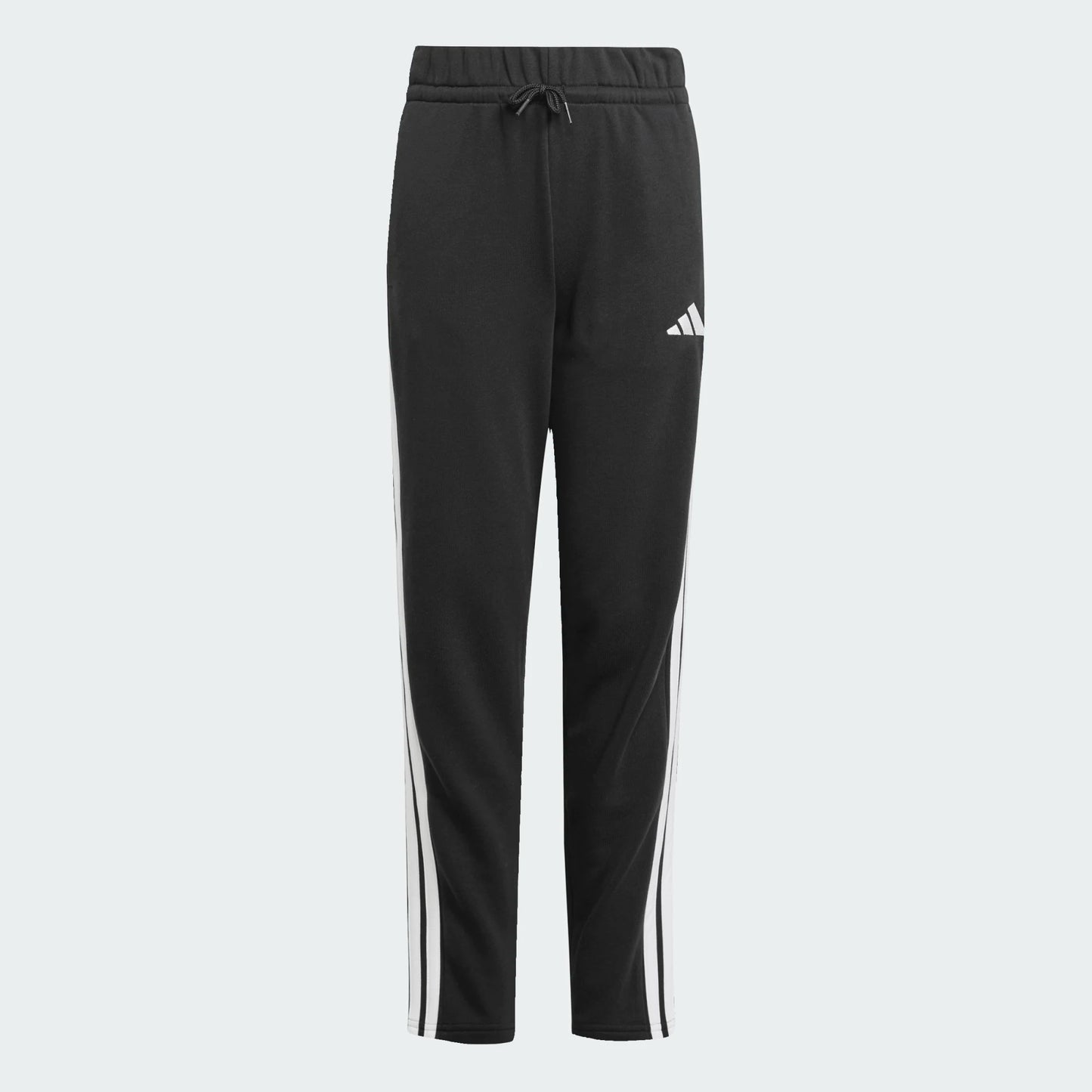 Pantalon - Adidas noir avec bandes blanches latérales, taille élastique à cordon, pour fille, vue de face