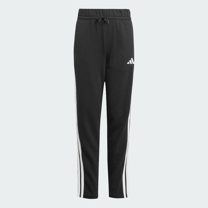 Pantalon - Adidas noir avec bandes blanches latérales, taille élastique à cordon, pour fille, vue de face