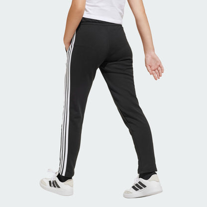 Pantalon - Adidas noir avec bandes blanches latérales en tissu mélangé coton et polyester recyclé, pour fille, vue de dos