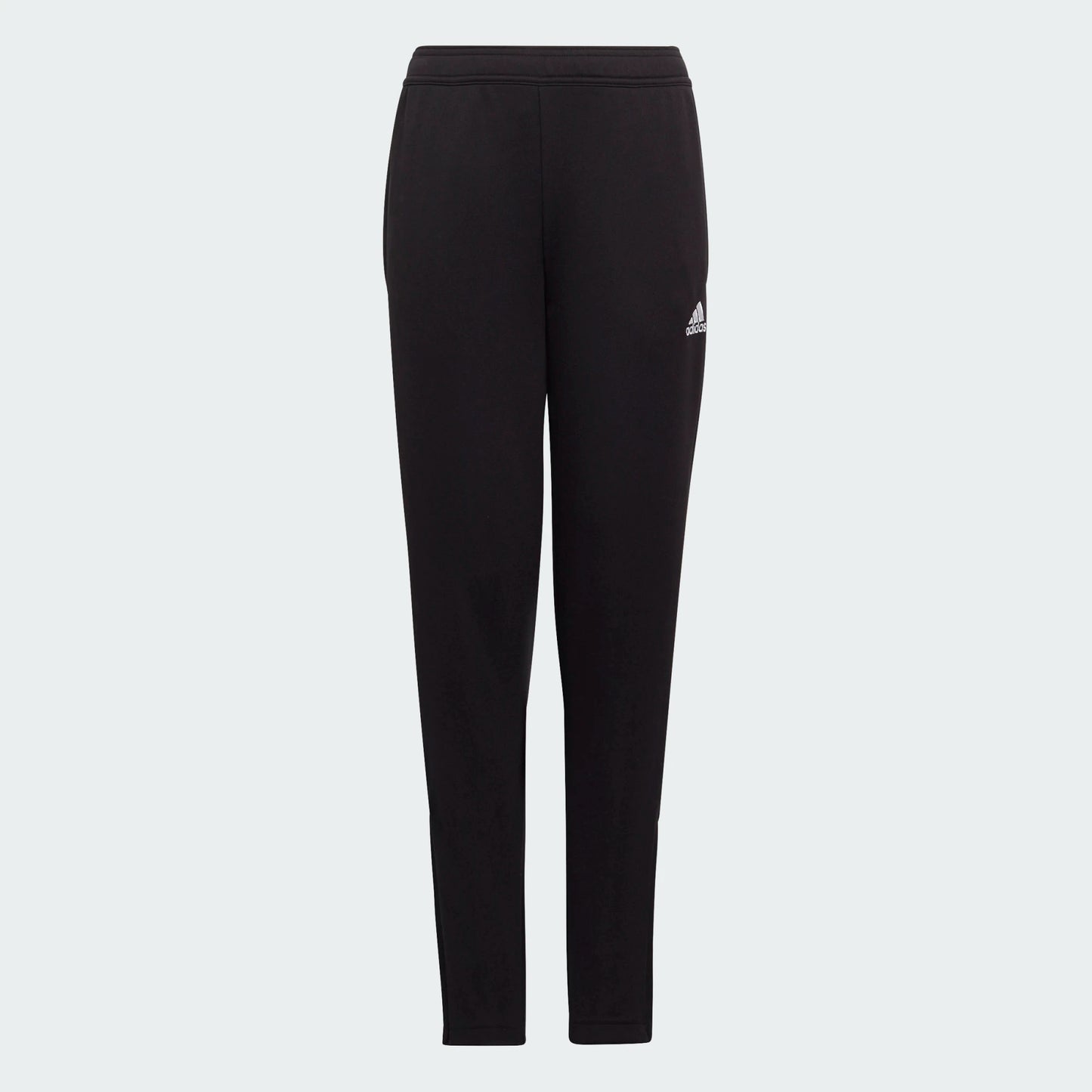 Pantalon - Adidas noir en matières recyclées, style survêtement, pour garçon, vue de face, logo blanc sur la jambe droite.