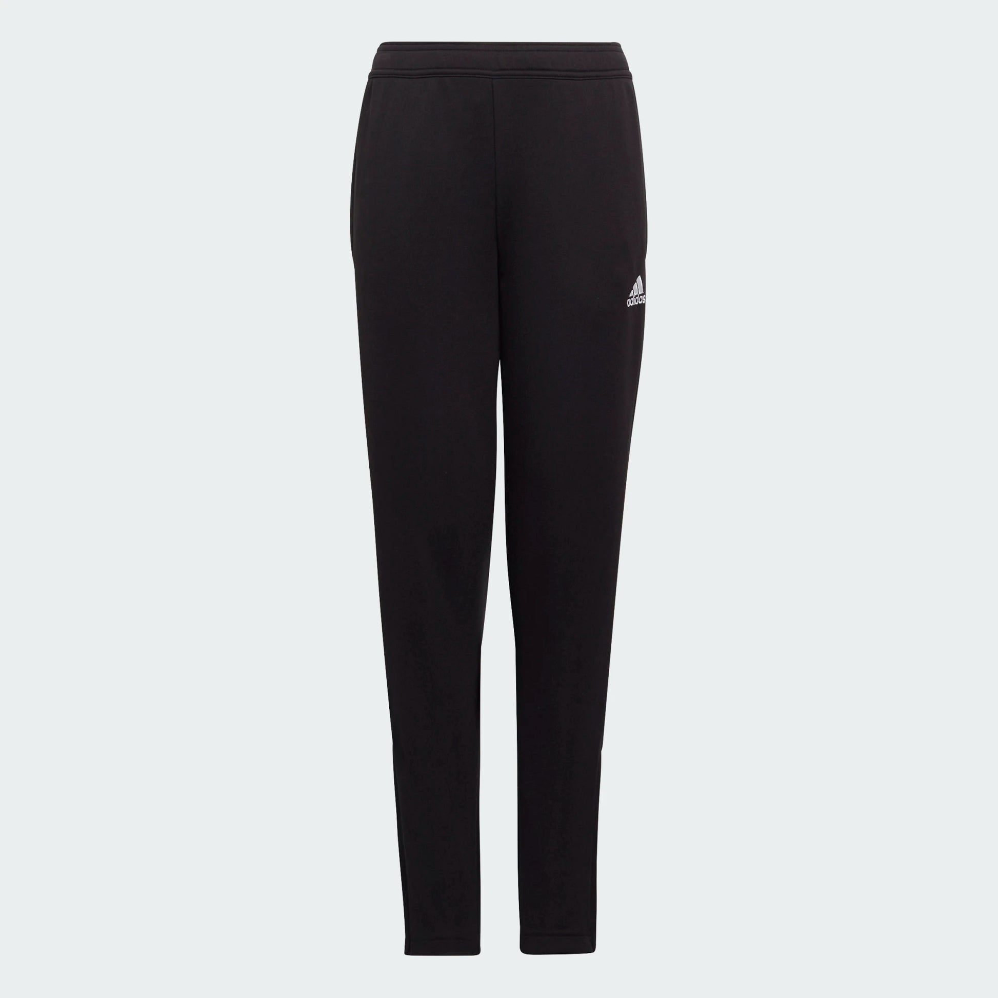 Pantalon - Adidas noir en matières recyclées, style survêtement, pour garçon, vue de face, logo blanc sur la jambe droite.