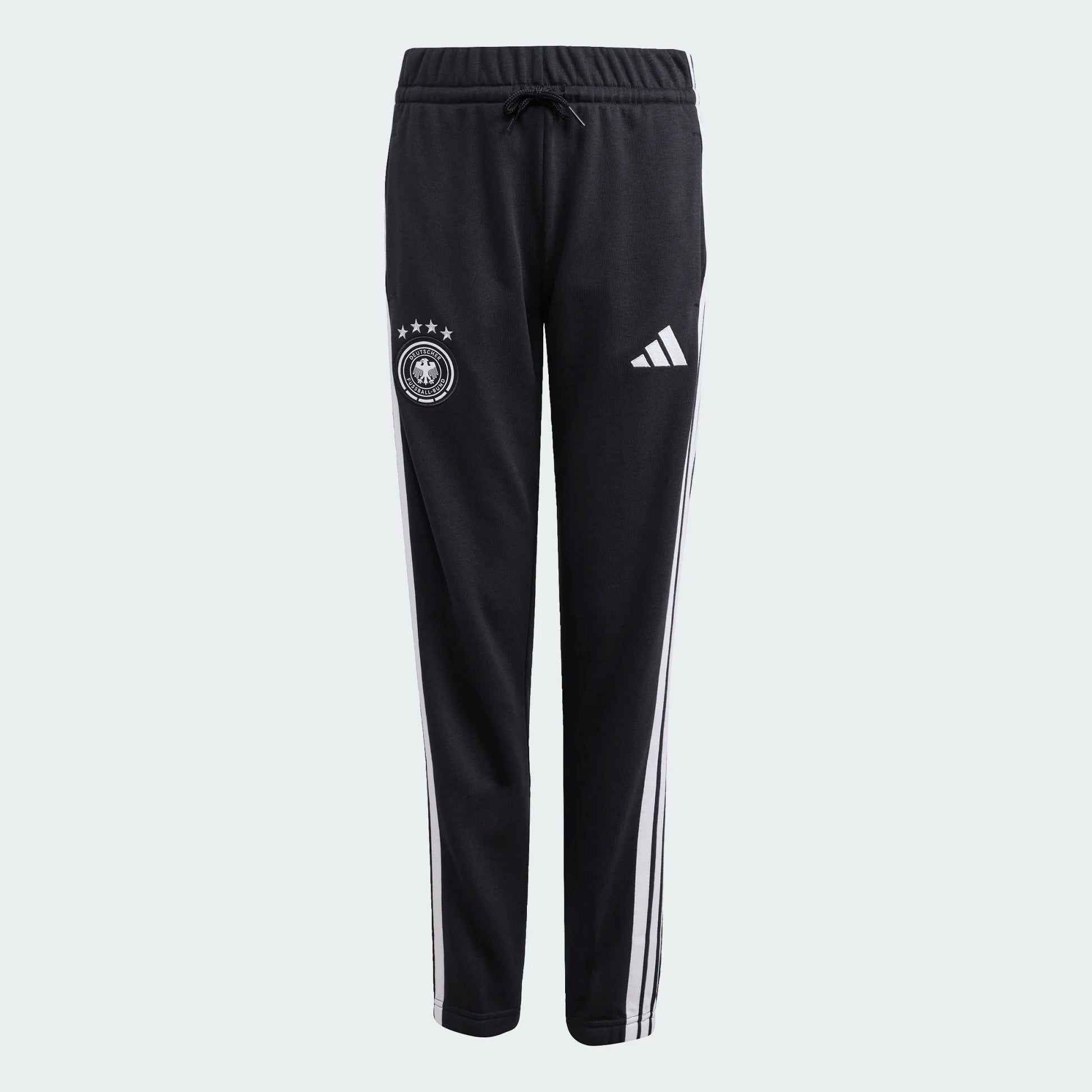 Pantalon Germany - Adidas noir avec bandes blanches latérales et logos, taille élastique, style sport pour enfant, vue de face