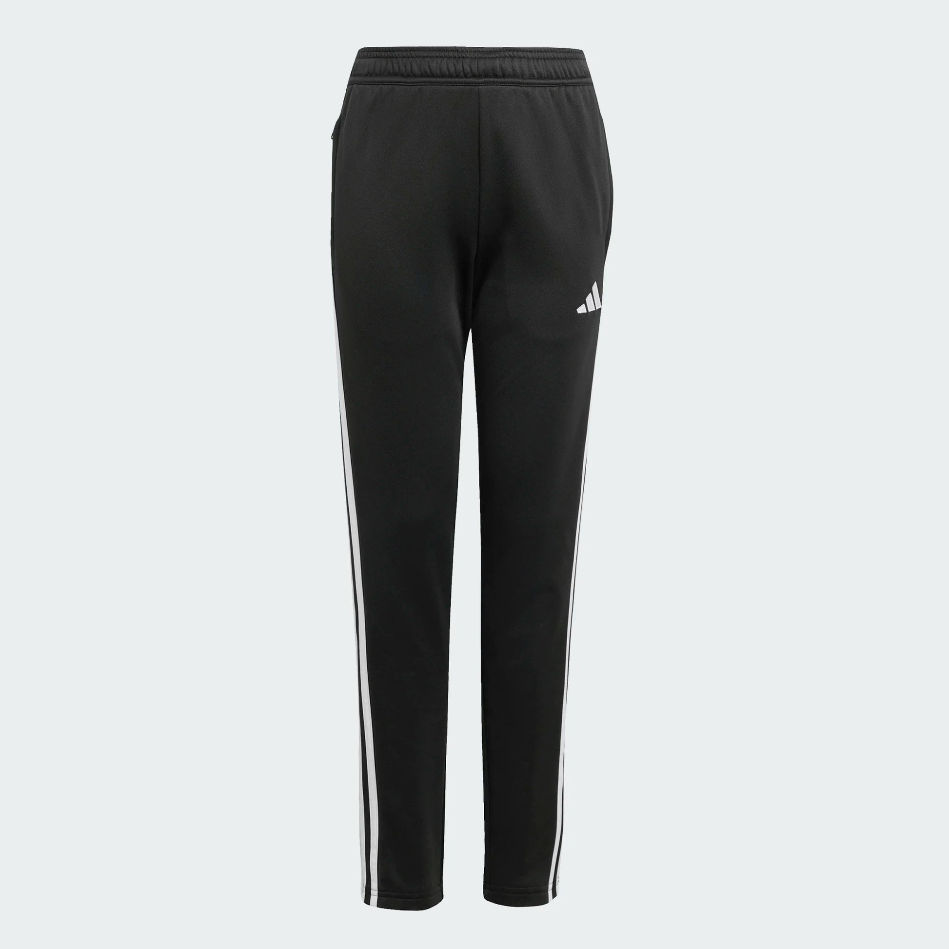 Pantalon Tiro - Adidas noir avec bandes blanches latérales, taille élastique, molleton léger, pour garçon, vue de face