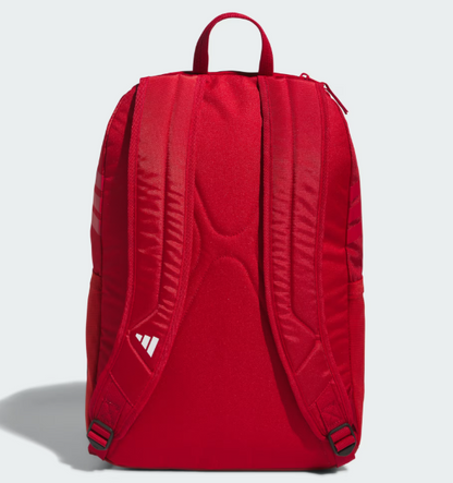 Sac à dos - Adidas rouge en polyester avec bretelles rembourrées, poignet, vue de dos.
