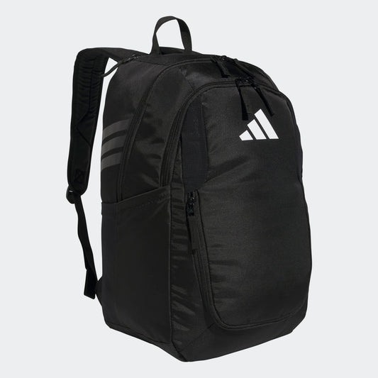 Sac à dos Stadium 4 - Adidas noir en polyester léger avec poches zippées, base déperlante, vue de profil gauche.