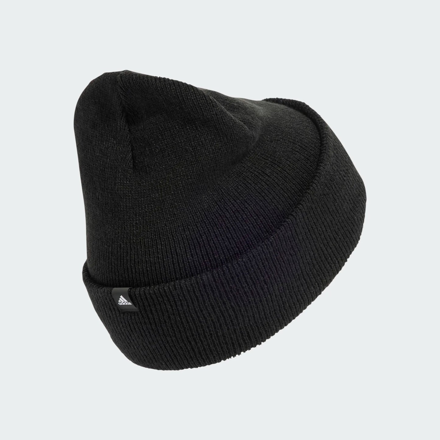 Tuque d'hiver - Adidas noire en maille polyacrylique, style classique, pour enfant, vue de profil angle droit.