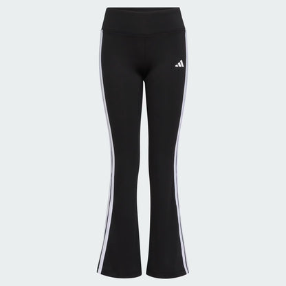 Legging - Adidas noir avec bandes blanches latérales, logo blanc, tissu polyester élasthanne, pour fille, vue de face.