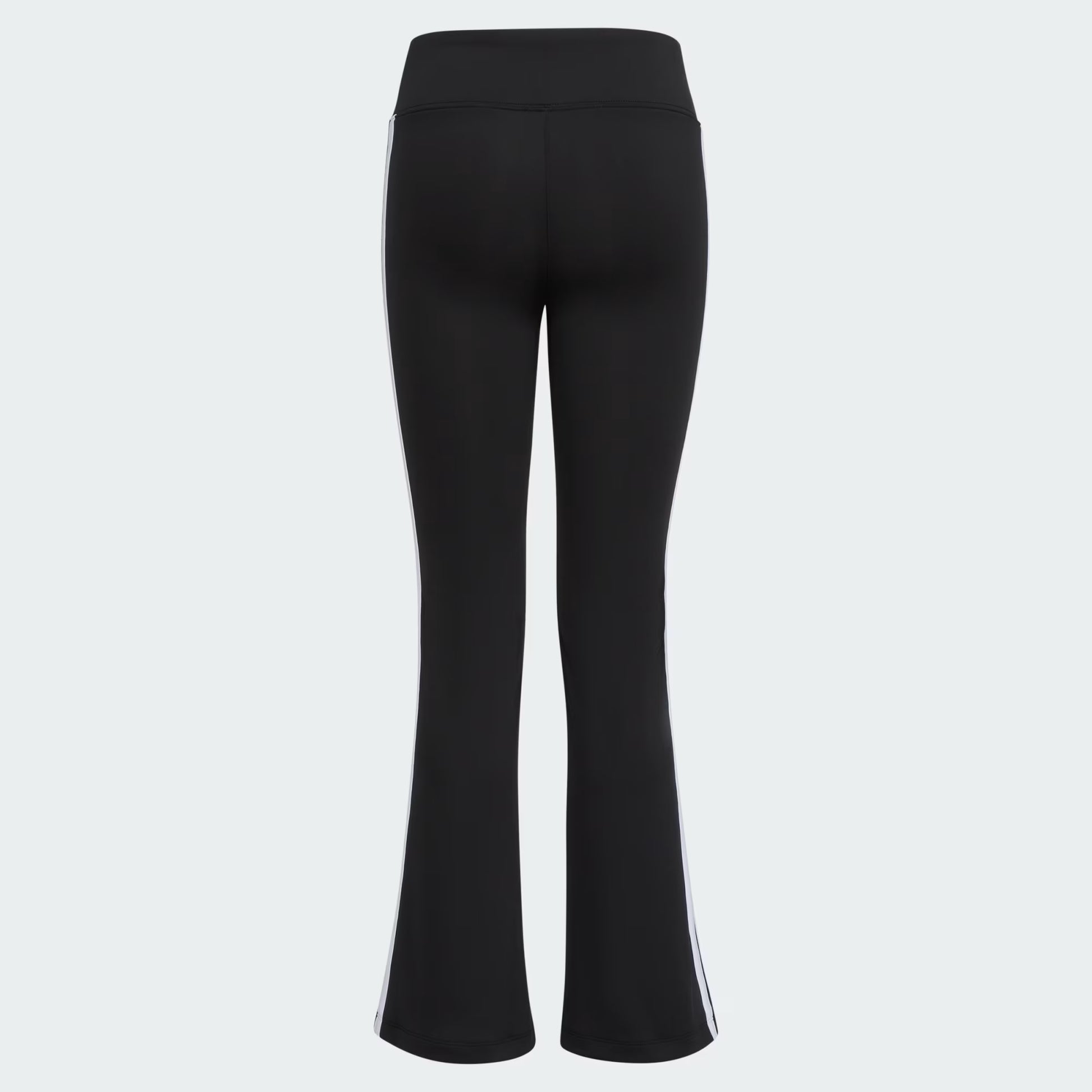 Legging - Adidas noir avec bandes blanches latérales, matière polyester et élasthanne, pour fille, vue de dos.