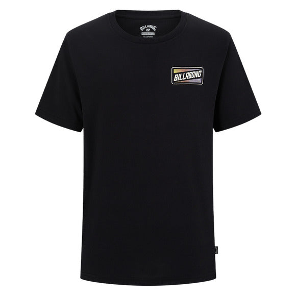 T-Shirt - Billabong noir en coton avec logo blanc et jaune sur poitrine, style classique, pour garçon, vue de face.