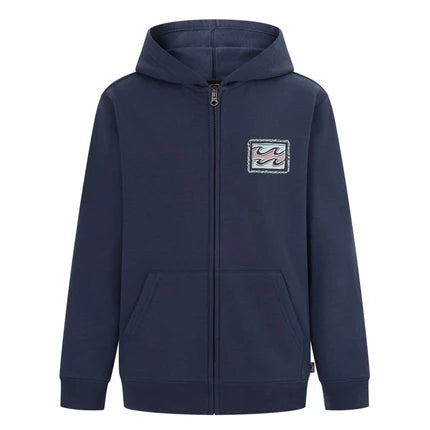 Veste - Billabong bleu marine en coton polyester avec capuche et poche kangourou pour garçon, vue de face