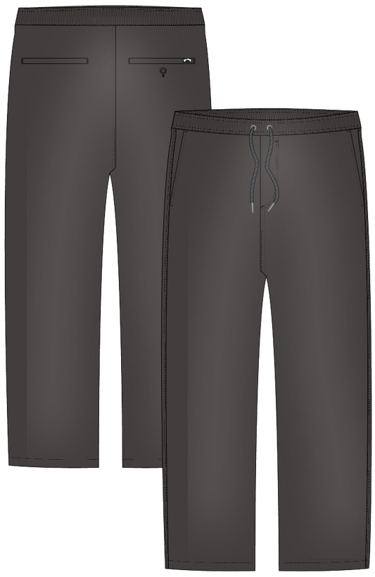 Pantalon - Billabong gris anthracite en tissu léger avec taille ajustable par cordon, pour garçon, vues de face et dos.