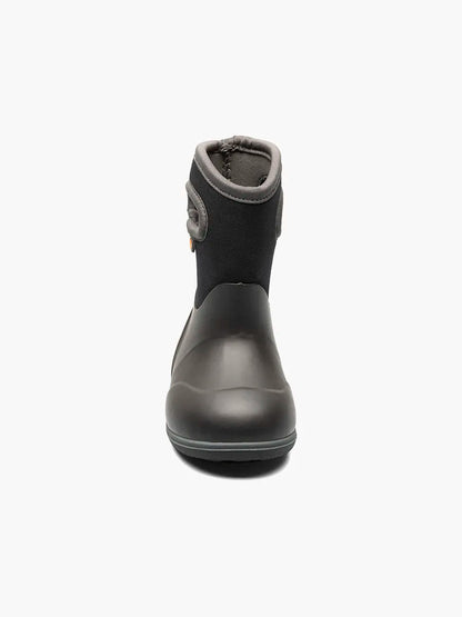 Bottes Mi-Saison - Bogs noire et grise en matériau souple et durable, pour tout-petit, vue de face.