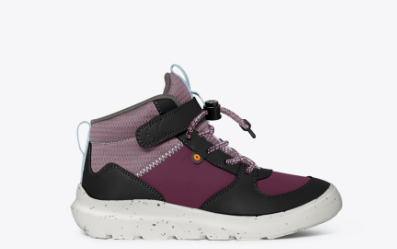 Bottillons imperméables Skyline Kicker - Bogs bordeaux, gris et noir en tissu imperméable, pour fille, vue de profil droit.