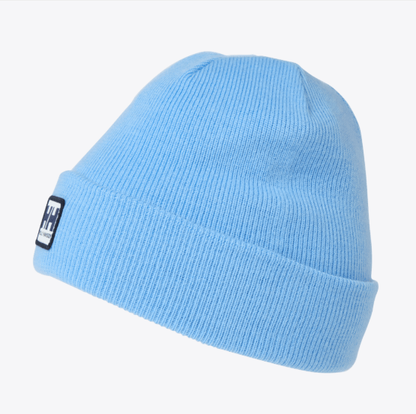 Tuque d'hiver Urban - Helly Hansen bleu clair en maille fine avec revers, vue de côté.