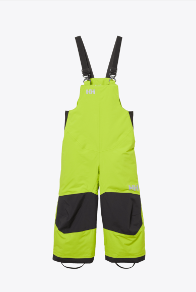 Salopette de neige Rider - Helly Hansen verte et noire en tissu technique imperméable, pour enfant, vue de face.
