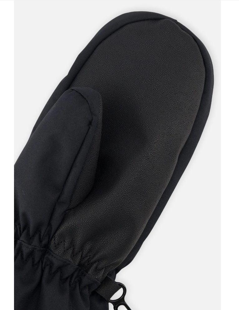 Mitaines d'hiver Play - Deux Par Deux noires en tissu et matière antidérapante, pour enfant, vue de dessus en détail.