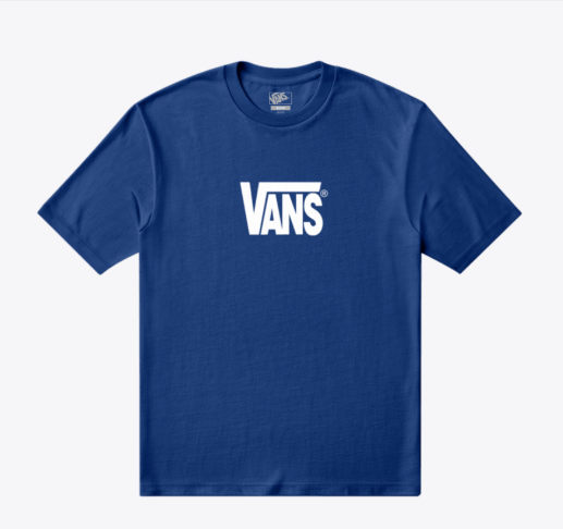T-Shirt - Vans bleu à manches courtes avec logo blanc, vue de face