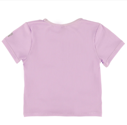 T-Shirt court athélique Lilas - Nanö, t-shirt lilas en tissu côtelé, vue de dos, manches courtes, style décontracté pour enfant.