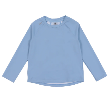 T-shirt athlétique manches longues - Nanö bleu ciel en tissu léger extensible, pour enfant, vue de face sur fond blanc.