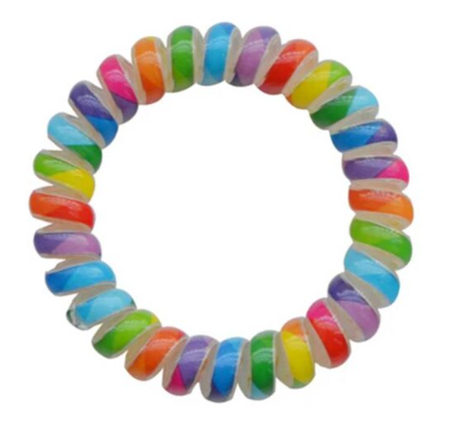 Colorful rainbow anti-mosquito bracelet by Bye Bugs, showcasing a vibrant design suitable for outdoor protection.