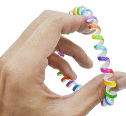 Colorful Bye Bugs anti-mosquito bracelet featuring a rainbow design, ideal for outdoor protection.