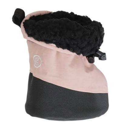 Bottes d'hiver - Calikids roses et noires imperméables avec intérieur fourré noir pour bébé, vue de biais