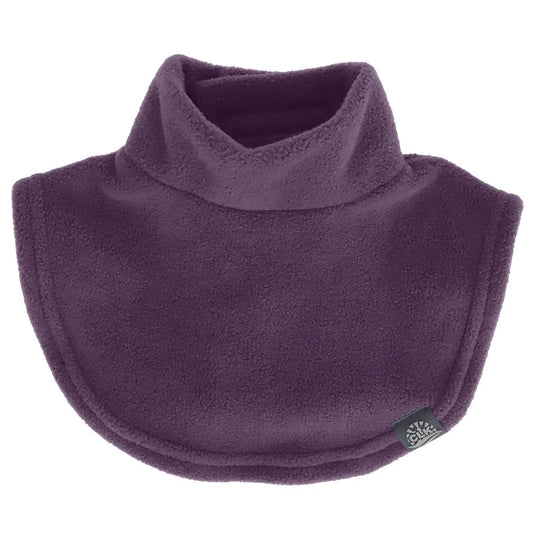 Cache-Cou d'hiver - Calikids en polar violet foncé super doux, taille enfant, vue de face sans mannequin.