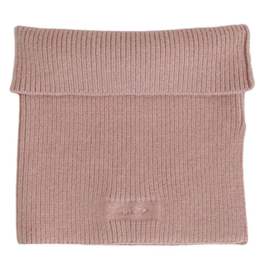 Cache-Cou d'hiver - Calikids en maille rose clair, style côtelé, pour enfant, vue de face sans mannequin.